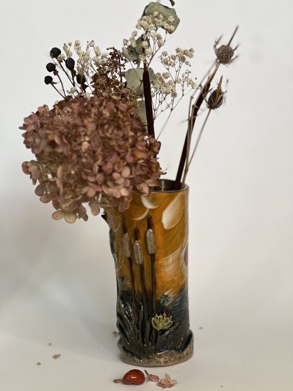 Dragonfly Clay Creations, Pottery Studio, Cornwall, Ontario, Canada, Bernadette Lapierre, Vase and Planters, transformation of a dragonfly from nymph to adult