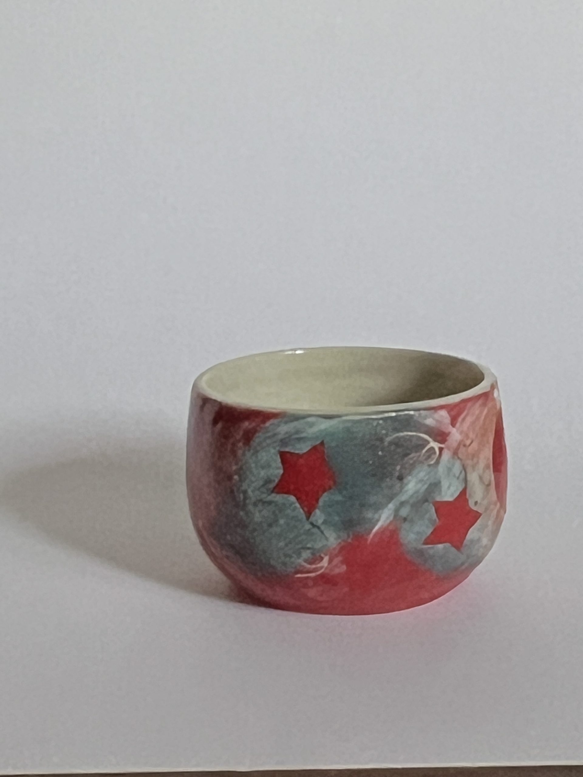 Dragonfly Clay Creations, Pottery Studio, Cornwall, Ontario, Pottery Stoneware, Small Pot, colorful underglaze