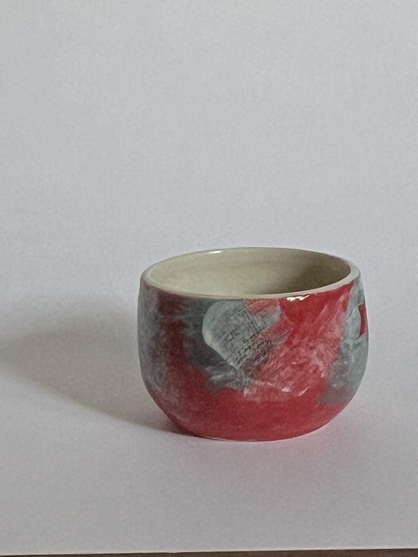 Dragonfly Clay Creations, Pottery Studio, Cornwall, Ontario, Pottery Stoneware, Small Pot, colorful underglaze