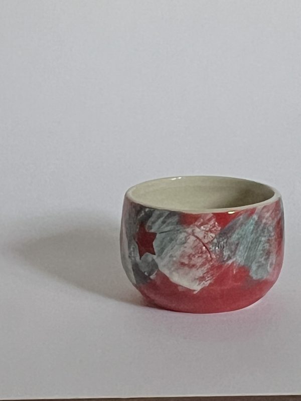 Dragonfly Clay Creations, Pottery Studio, Cornwall, Ontario, Pottery Stoneware, Small Pot, colorful underglaze