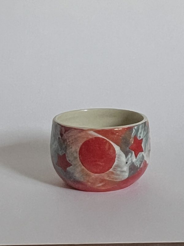 Dragonfly Clay Creations, Pottery Studio, Cornwall, Ontario, Pottery Stoneware, Small Pot, colorful underglaze