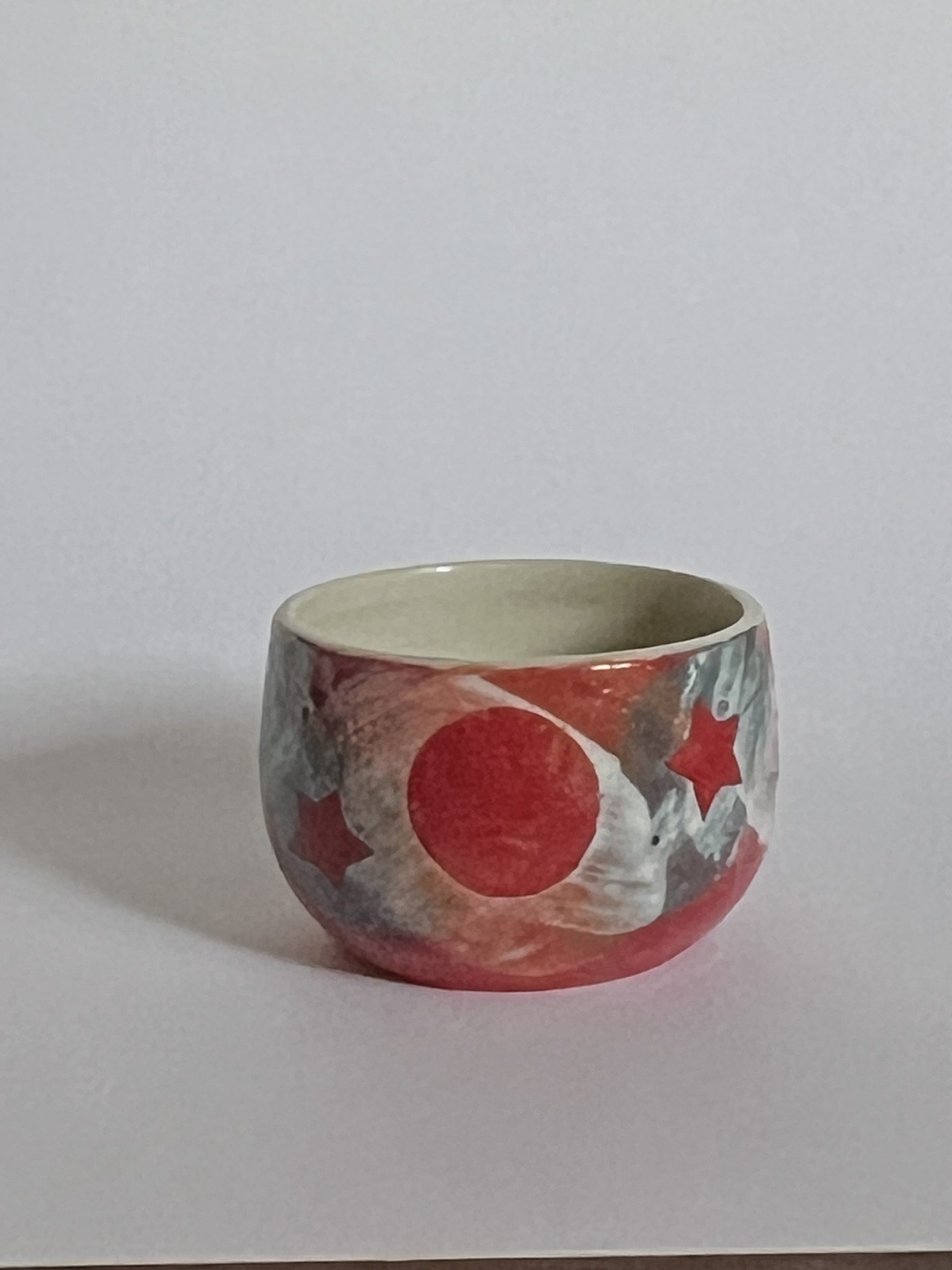 Dragonfly Clay Creations, Pottery Studio, Cornwall, Ontario, Pottery Stoneware, Small Pot, colorful underglaze
