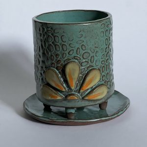 Dragonfly Clay Creations, Pottery Studio, Cornwall, Ontario, Pottery Stoneware, Planter with Drainage Tray, Handmade