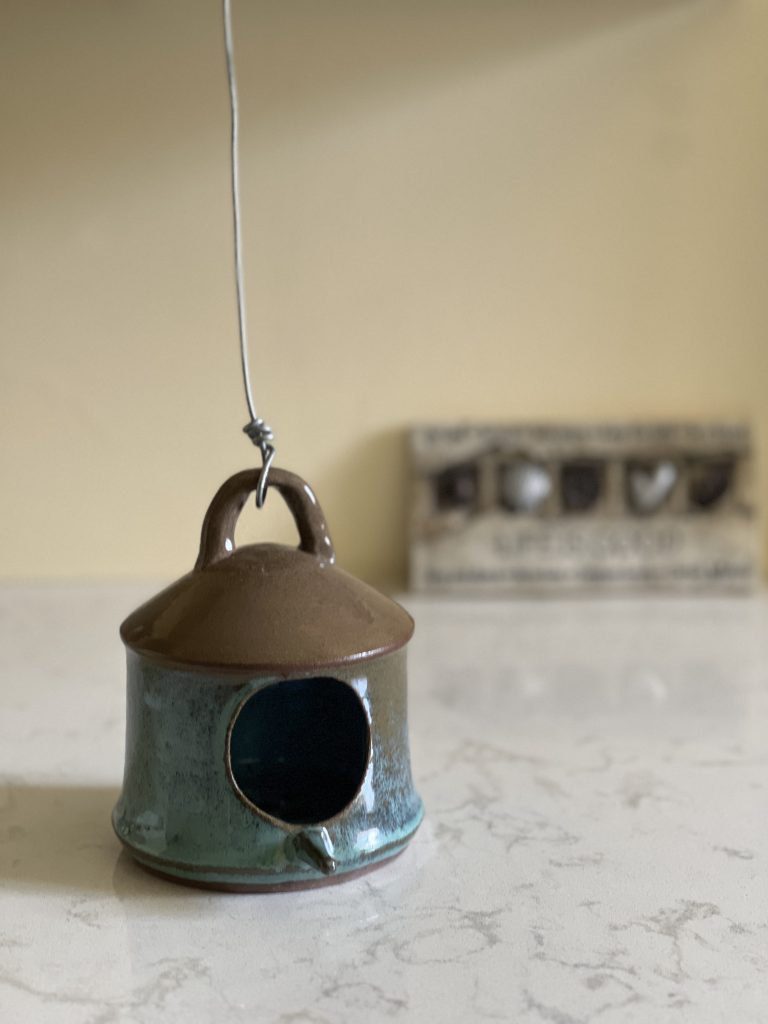 Dragonfly Clay Creations, Pottery Studio, Cornwall, Ontario, Pottery Stoneware, Bird House, Chickadee