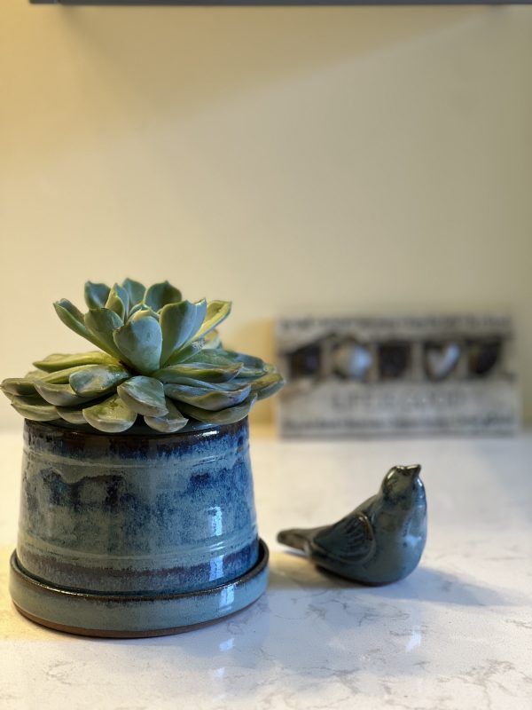 Dragonfly Clay Creations, Pottery Studio, Cornwall, Ontario, Pottery Stoneware, Planter with Drainage Tray, Handmade