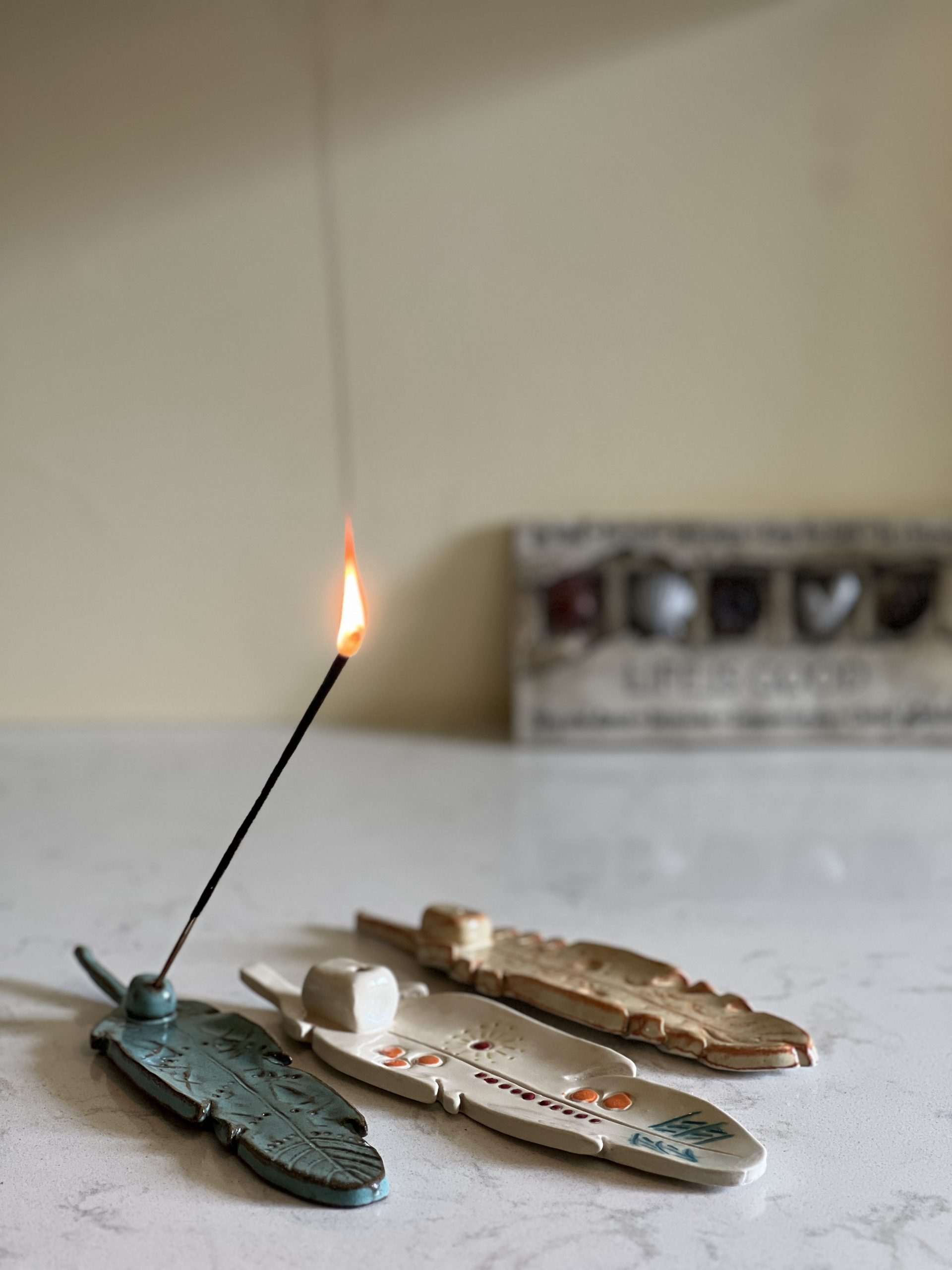Dragonfly Clay Creations, Pottery Studio, Cornwall, Ontario, Pottery Stoneware, Incense Feather